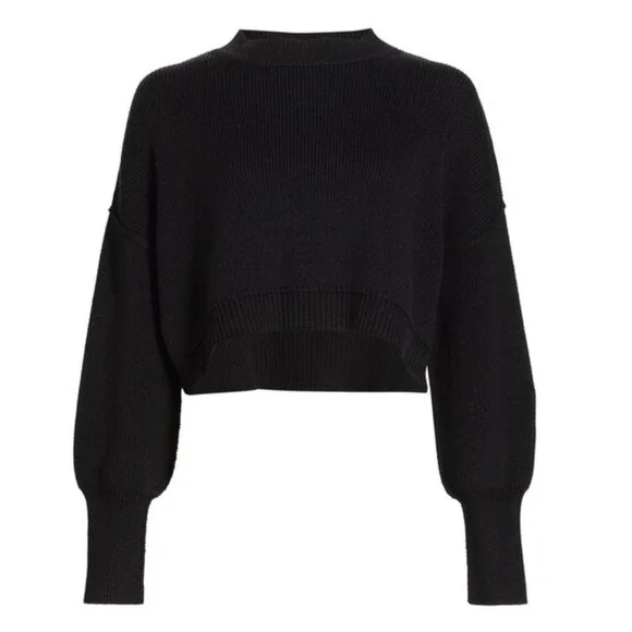 Free People Cropped Sweater Women XS Black OB1609060 - Picture 2 of 8
